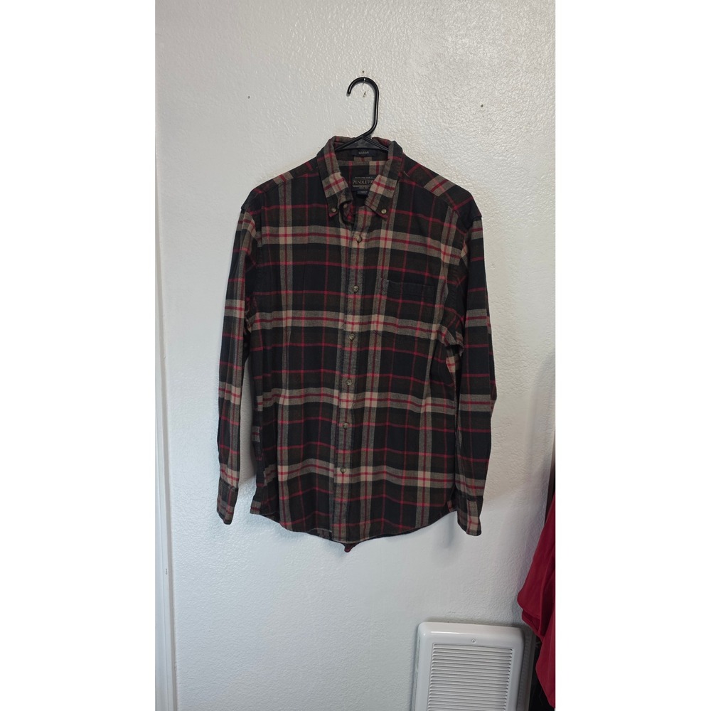 Pendleton Mason Flannel Shirt Mens Size M Red Black Plaid Excellent